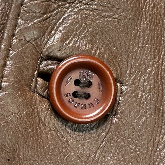 Vintage 60s 70s Uru Recoleta Mens Brown Leather Argentina Jacket Coat Size 56 - Picture 2 of 9